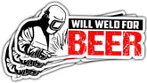 (3Pcs) Will Weld for Beer Sticker, Funny Welding Decals, Only Welders Sticker, Welding Mask Decal, Welder Sticker, Ironworker Decal - Stickers for Laptop Water Bottle Phone Car Window Helmet 3"