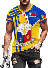 Ligthuy Personalized Name Philippines Shirts 3D, Filipino Flag Pride Shirt Philippines Shirt Flag Tshirt for Men Women S-5XL