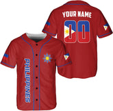 Leprints Personalized Philippines Baseball Jersey, Filipino Flag Baseball Jersey, Philippines Shirts, Philippines Flag Shirt