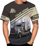 Ligthuy Personalized Name Trucker Shirts for Men 3D, Unisex American Trucker T Shirt for Driver, Size for Men and Women S-5XL
