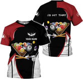 Pretyprints Personalized 3D Billiard Shirt Custom Name Men Women Team Apparel Pool 8 Ball Flag Tshirt Billiards Shirts Gift