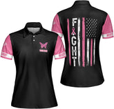 Podagree Personalized Breast Cancer 3D Polo Shirt, Pink Ribbon Awareness Polo, Survivor Pride Shirt Breast Cancer Tshirt