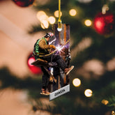Personalized Ironworker Ornaments, Custom Christmas Ornament Ironworker Outfit, Ironworker Lover Fan, Ironworker Costume Wood Plastic Ornament, Christmas Tree Ornaments, Christmas Decor (IW8)