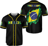 Rivelus Personalized Brazil Baseball Jersey Shirt 3D Brasil Brazilian Flag Bandera Bandeira Jersey Soccer for Men Women