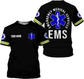 Artparel Custom EMS Shirts for Women EMS Uniform 3D Shirts EMT Shirt EMS Shirt Paramedic Uniform Emergency Medical Technician