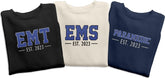 Personalized EMT EMS Paramedic Thin White Line Embroidered Sweatshirt, EMT Student, EMT Future, Medical Worker (Cotton, SS142), Small-5X-Large