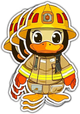 (3Pcs) Duck Fireman Sticker, Duck Firefighter Outfit Bumper Sticker, Yellow Duck Cool Vinyl Sticker, Find The Duck Vinyl Sticker - Stickers for Laptop Water Bottle Phone Car Window Helmet 3 Inches