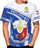 Ligthuy Personalized Name Philippines Shirts 3D, Filipino Flag Pride Shirt Philippines Shirt Flag Tshirt for Men Women S-5XL