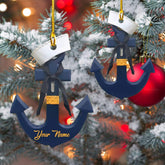 MoonArt Personalized Sailor Uniform Personalized Flat Acrylic Ornament Sailboat Wood Christmas Ornament - Personalized Sailing Ornament Sailboat Ornament Anchor Sail Boat Gift for Sailor (SL6)