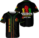 Mostprints Personalized Juneteenth Shirt 1865 Freedom Baseball Jersey, Juneteenth Shirts Women Black History Month Pride Flag
