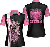 Podagree Personalized Breast Cancer 3D Polo Shirt, Pink Ribbon Awareness Polo, Survivor Pride Shirt Breast Cancer Tshirt