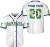 Podagree Personalized Brazil Baseball Jersey Shirt Brasil Brazilian Flag Bandera Bandeira Jersey Soccer for Men and Women