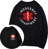 Leeprints Custom Emergency Department Embroidered Sweatshirt, Er Nurse Shirt, Emergency Nurse Hoodie, Rn Shirt Gifts