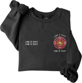 Custom Firefighter Logo Embroidered Shirt Fireman with American Flag Thin Red Line Personalized Fire Dept. Symbol Sweatshirt