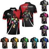 MoonArt Personalized Billiard Polo Shirts, Billiards Shirts for Men, Pool Shirts, 3D Billiards 8 Ball Pool, Billiard Team