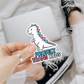 3PCS Protect Trans Kids Dinosaur 3" Sticker, Trans Pride Stickers, Equality Bumper Sticker, Gay Pride Magnets for Cars, Gift for LGBTQ+ Vinyl Stickers 3x3 for Water Bottle, Laptop, Phone, Car