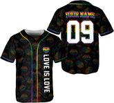 AOVL LGBT Pride Baseball Jersey Custom Rainbow Custom Shirt Month Love is Love Equality Gay Clothing Flag Jersey Team Name