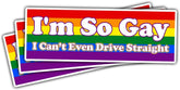 3Pcs I'm So Gay I Can't Even Drive Straight Vinyl Sticker, I'm So Gay Sticker, Rainbow LGBT Stickers, LGBT Flag Pride Bumper Decal, Gay Proud Sticker- Sticker For Laptop Water Bottle Phone Hard Hat 3"