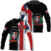 Vybonz Personalized Dominican Hoodie 3D Dominican Republic Sweatshirt Dominican Flag Zip Hoodie Republica Dominicana Shirt