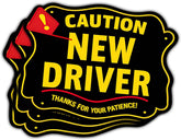 Caution New Driver, Thanks for Your Patience 3" Car Sticker, New Driver Bumper Sticker, Decal Safety Signs for New Driver, Sticker Waterproof for Truck, Car, Helmet