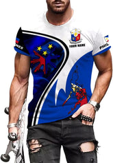 Ligthuy Personalized Name Philippines Shirts 3D, Filipino Flag Pride Shirt Philippines Shirt Flag Tshirt for Men Women S-5XL