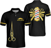 Custom 3D Barber Polo Shirt for Men Women Gift Personalized Hair Stylist Tee Barbershop Apparel Hairdresser Printed Uniform