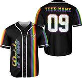 AOVL LGBT Pride Baseball Jersey Custom Rainbow Custom Shirt Month Love is Love Equality Gay Clothing Flag Jersey Team Name