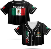 Custom Mexico Flag Crop Top Baseball Jersey Shirt Woman Playeras De Mexico 3D Personalized Mexican Jersey Shirts for Women