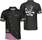 Custom 3D Barber Polo Shirt for Men Women Gift Personalized Hair Stylist Tee Barbershop Apparel Hairdresser Printed Uniform