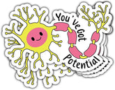 3 Pcs You've Got Potential Sticker, Neuroscience Stickers, Neuroscience Brain Sticker, Funny Medical Stickers Nurse Cute Neuron Sticker for Water Bottle Tumbler Phone Case Laptop 3"x3"