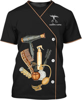 Personalized Barber Shop Women's T-Shirt, Hairdresser Uniform, 3D Barber Shirts