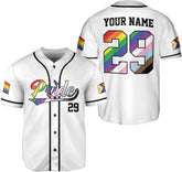 AOVL Personalized LGBT Pride Baseball Jersey Pride Hand LGBT Flag Jersey Rainbow Les Gay Shirts LGBT Pride Month Jerseys