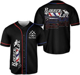 Custom Barber Shop Baseball Jersey Personalized Name Barber Shirt 3D for Men Women Hairdresser Shop Gift Scissors Pole Shirts