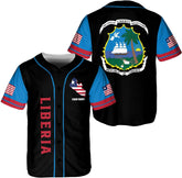 Podagree Personalized Liberia Baseball Jersey, Liberian Proud Flag Shirt Liberia Coat of Arms Liberian Gift for Men Women