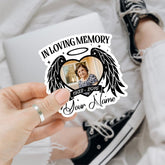 Custom Name & Photo in Loving Memory of Angel Wings Sticker, Personalized in Loving Memory Heart Vinyl Sticker, Memorial Car Decals, Stickers for Laptop Water Bottle Phone Car Window Helmet 3 Inches