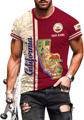 Mostprints Personalized Name California Shirt 3D Custom California Shirts for Men and Women, California Flag Shirt