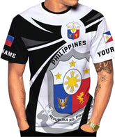 Ligthuy Personalized Name Philippines Shirts 3D, Filipino Flag Pride Shirt Philippines Shirt Flag Tshirt for Men Women S-5XL