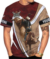 Rivelus Personalized Name Bull Riding Shirt 3D, Rodeo Shirts Bull Biding Shirts for Men and Women, Bull Rider Shirt Gift