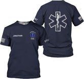 Vybonz Personalized EMS EMT Student Paramedic T-Shirt 3D Emergency Medical Technician Shirt, Custom Name Dept Tshirt Gift