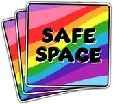 3 Pcs Safe Space Sticker, Intersectional This is A Safe Space Stickers, Safe Space LGBTQ+ Heart - Rainbow Decals for Laptop Phone Water Bottle Cars Phone Case Laptop 3"x3"