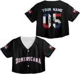 AOVL Custom Dominica Republic Crop Top Baseball Jersey Dominicana Republic Shirt for Team Dominican Flag Jersey for Men Women