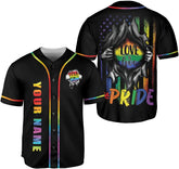AOVL Personalized LGBT Pride Baseball Jersey Pride Hand LGBT Flag Jersey Rainbow Les Gay Shirts LGBT Pride Month Jerseys