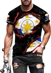 Ligthuy Personalized Name Philippines Shirts 3D, Filipino Flag Pride Shirt Philippines Shirt Flag Tshirt for Men Women S-5XL