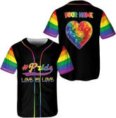 Mostprints Personalized Name LGBT Pride Baseball Jersey, LGBT Shirts, Pride Clothing, Personalized LGBT Baseball Jersey Shirt