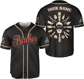 Custom Barber Shop Baseball Jersey Personalized Name Barber Shirt 3D for Men Women Hairdresser Shop Gift Scissors Pole Shirts