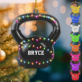 mostprints Personalized Dumbbell Ornament, Fitness Gift for Gym Workout Trainer Coach Instructor, Barbell Weight Plates Custom Ornament for Weightlifter, Weightlifting Ornament (D5)