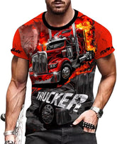 Custom Trucker 3D Shirt, US Flag Truck Driver T-Shirt Trucking Shirt for Men Trucker Big Rig Semi-Trailer Truck Driver Gifts