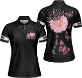 Podagree Personalized Breast Cancer 3D Polo Shirt, Pink Ribbon Awareness Polo, Survivor Pride Shirt Breast Cancer Tshirt