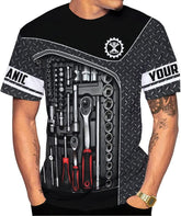 Mostefy Personalized Name Mechanic Shirt 3D, Custom Name Mechanic Shirts, Tool Box Mechanic for Men and Women Full Size S-5XL TS09