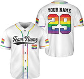 AOVL Personalized LGBT Pride Baseball Jersey Pride Hand LGBT Flag Jersey Rainbow Les Gay Shirts LGBT Pride Month Jerseys